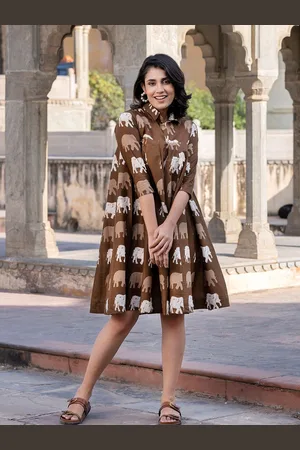 Roadster The Lifestyle Co Conversational Printed Cotton Fit & Flare Dress