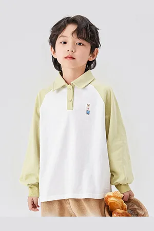 LULU & SKY Boys Solid Polo Collar Cotton Relaxed Fit T-shirt