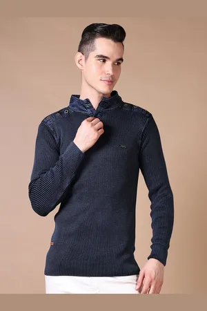 V-Mart Men Ribbed Cotton Henley Neck Sweater