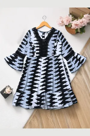 Bella Moda Girls Printed Cotton Fit & Flare Dress