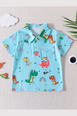 LULU & SKY Boys Graphic Printed Polo Collar Cotton T-shirt