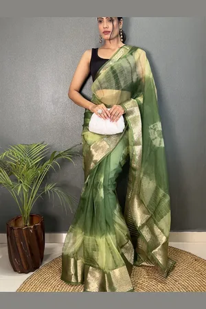 DIVASTRI Tie and Dye Zari Zari Organza Saree