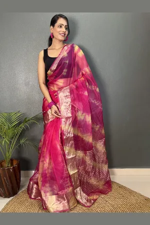 DIVASTRI Women Tie and Dye Zari Organza Saree