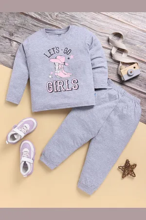 Toonyport Girls Printed Round Neck Long Sleeves T-Shirt With Jogger