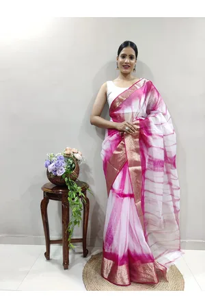 DIVASTRI Tie and Dye Zari Organza Saree