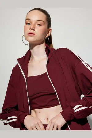 Koton Women Solid Mock Collar Front-Open Sweatshirt