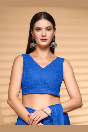 OOMPH Women Non Padded V Neck Saree Blouse