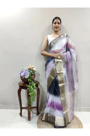 DIVASTRI Tie and Dye Zari Organza Saree