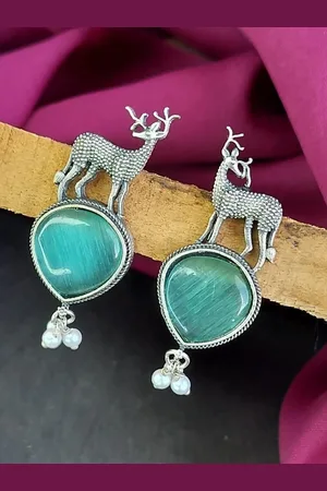 Efulgenz Rhodium-Plated Contemporary Crystal Antique Drop Earrings