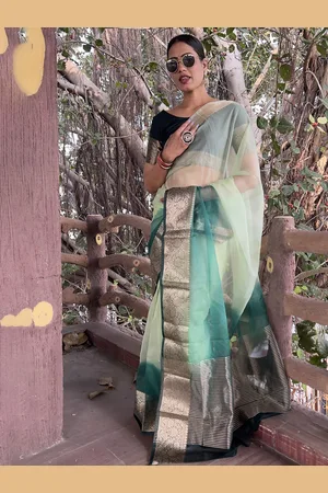DIVASTRI Tie and Dye Zari Organza Saree