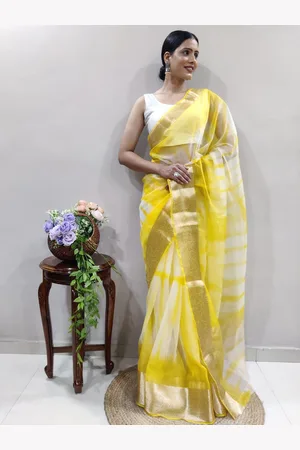 DIVASTRI Tie and Dye Zari Organza Saree