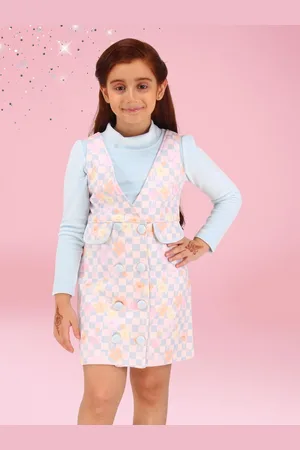 CUTECUMBER Girls Checked Pinafore Dress