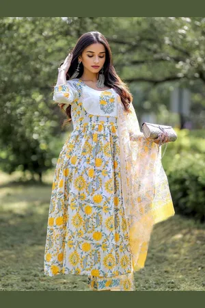 7Threads Ethnic Motifs Printed Regular Anarkali Kurta with Trousers & Dupatta