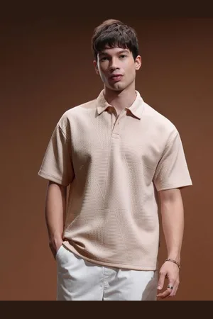 Highlander Men Self Design Polo Collar Relaxed Fit T-shirt