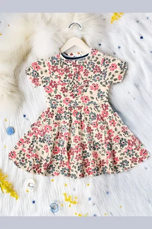 Bella Moda Girls Floral Printed Cotton Fit & Flare Dress