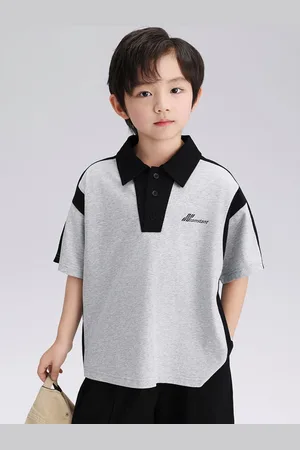 LULU & SKY Boys Typography Printed Polo Collar Cotton T-shirt