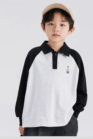 LULU & SKY Boys Solid Polo Collar Cotton Relaxed Fit T-shirt