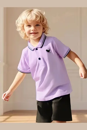 LULU & SKY Pack Of 2 Boys Solid Polo Collar Cotton Casual T-shirt