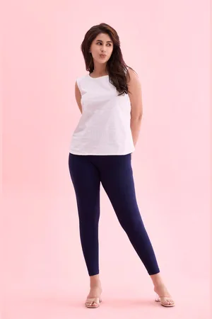 GO COLORS Women Navy Blue Solid Skinny Fit Cropped Leggings