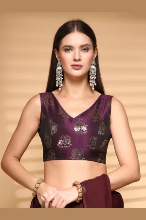 OOMPH Women Non Padded V Neck Saree Blouse