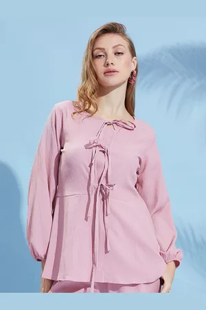 DressBerry Tie-Up Neck Peplum Top