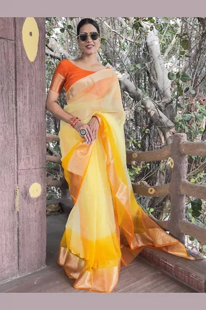DIVASTRI Tie and Dye Zari Organza Saree
