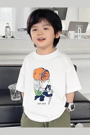 LULU & SKY Boys Graphic Printed Round Neck Cotton Oversized T-shirt