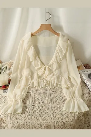 HERE&NOW Women V-Neck Cropped Shrug