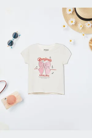 Max Collection Girls Typography Printed Round Neck Cotton T-shirt