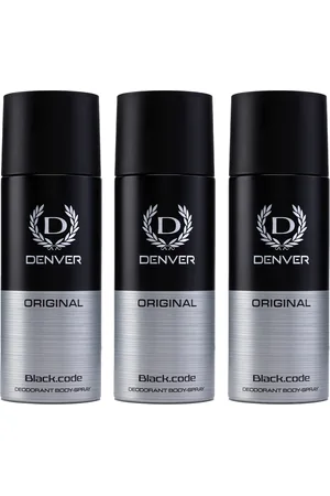 Denver Men Set of 3 Original Black.Code Long Lasting Deodorant Body Spray - 200 ml each