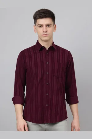 Richlook Men Comfort Fit Spread Collar Vertical Striped Cotton Casual Shirt