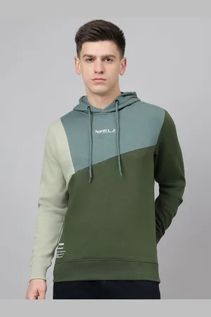 Richlook Men Colourblocked Hooded Sweatshirt