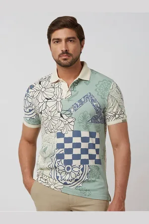 Mufti Men Floral Printed Polo Collar Slim Fit T-shirt