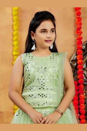BAESD Girls Embellished Sequinned Ready to Wear Lehenga With Blouse & Dupatta