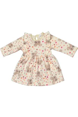 BAESD Girls Floral Printed Ruffled Cotton A-Line Dress