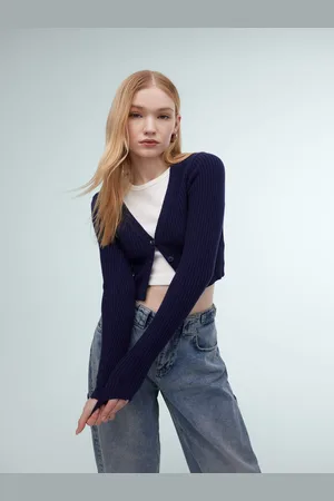 DeFacto Women Ribbed Crop Cardigan