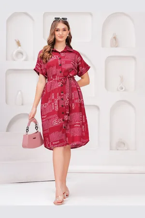 JC4U Women Typography Printed Shirt Midi Dress