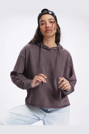 DressBerry Edge of Comfort Raw Hem Drop-Shoulder Hooded Sweatshirt