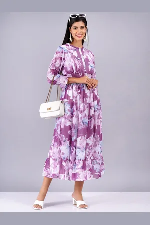 JC4U Women Floral Printed Fit & Flare Midi Dress