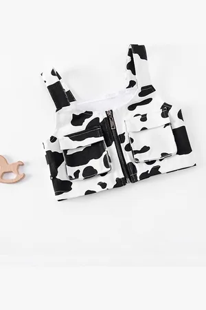 LULU & SKY Girls Abstract Printed Pure Cotton Crop Top