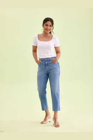 GO COLORS Women Straight Fit Light Fade Jeans