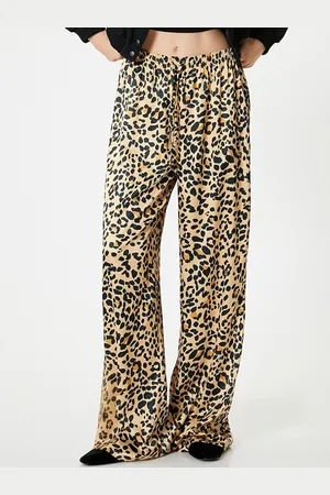 Koton Women Animal Printed Mid-Rise Trousers