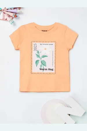 Max Collection Girls Floral Printed Round Neck Cotton T-shirt