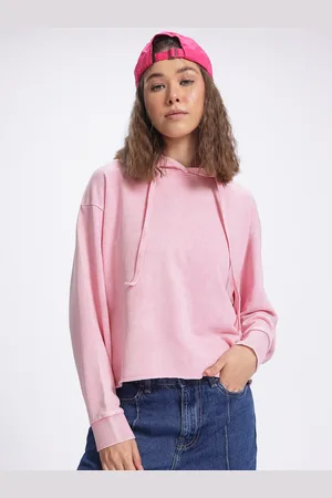 DressBerry Everyday Edge Dyed Raw Hem Hooded Sweatshirt