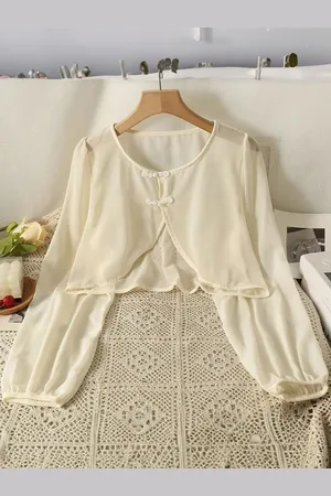 HERE&NOW Women Crop Button Shrug
