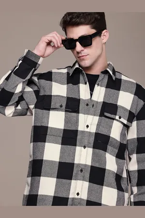 Roadster The Life Co. Relaxed Fit Buffalo Checks Drop-Shoulder Sleeves Casual Shacket