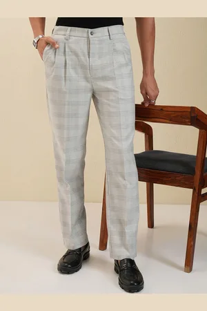 LocoMotive Men Checked Loose Fit Pleated Trousers