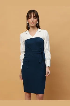 BEATNIK Colourblocked Crepe Sheath Dress