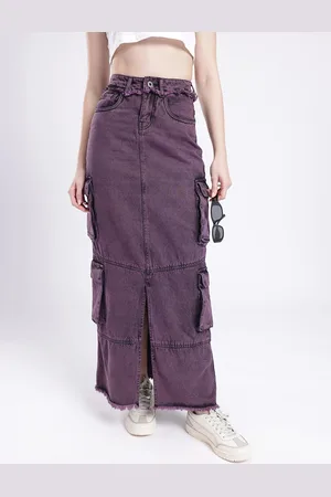 DressBerry Women Urban Savvy Cargo Style Front Slit Straight Maxi Skirt
