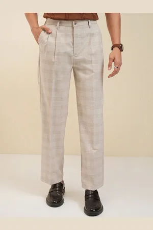 LocoMotive Men Checked Pleated Formal Trouser